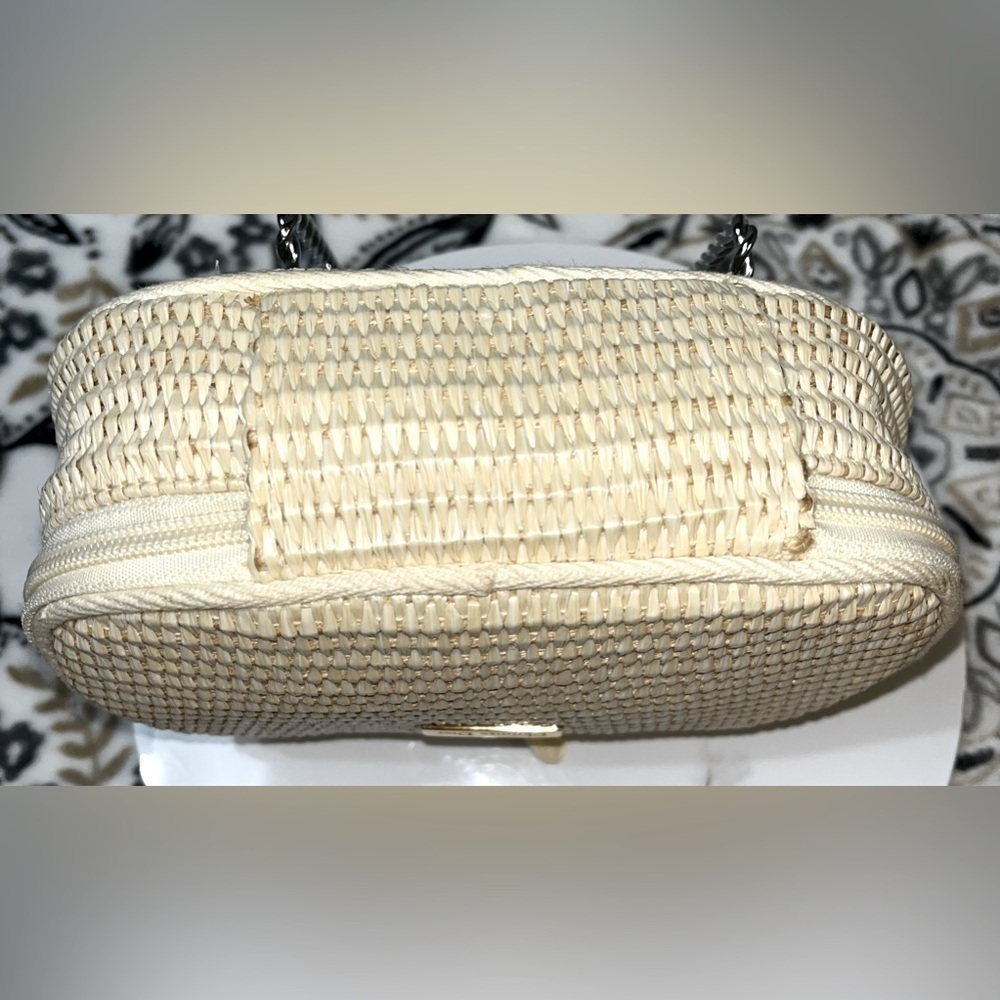 Vintage Christian DIOR Perfume Straw Weave Canvas Trim Dune Zip Tabs - Picture 10 of 14